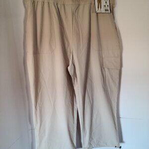 RBX TEXTURED NYLON CROPPED CARGO PANTS W/BUNGEE CORD TRIM IN SAND SIZE XXL